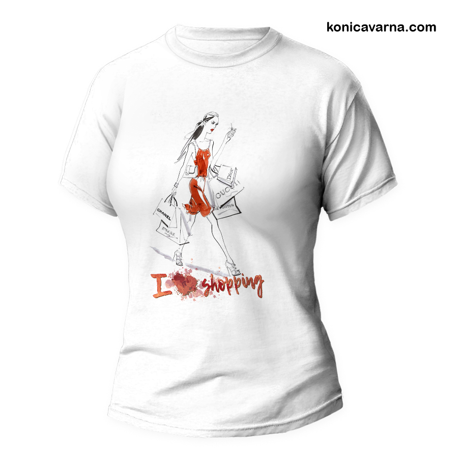 Тениска готов дизайн I love shopping