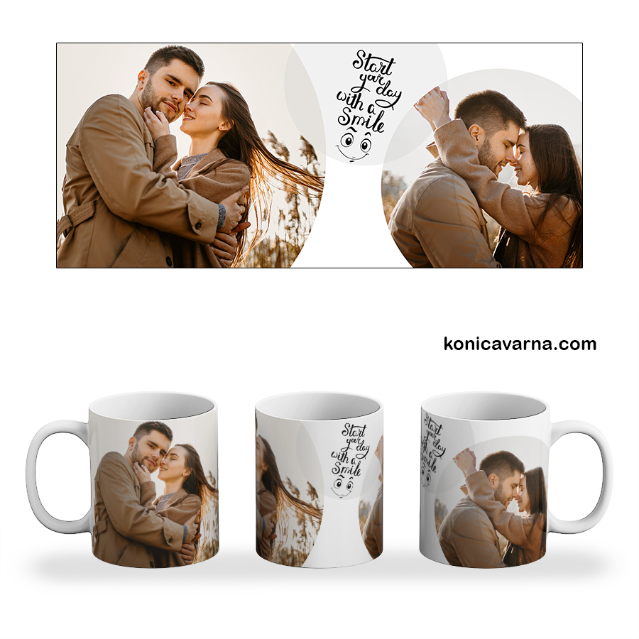 Чаша Start your day with a smile със снимки