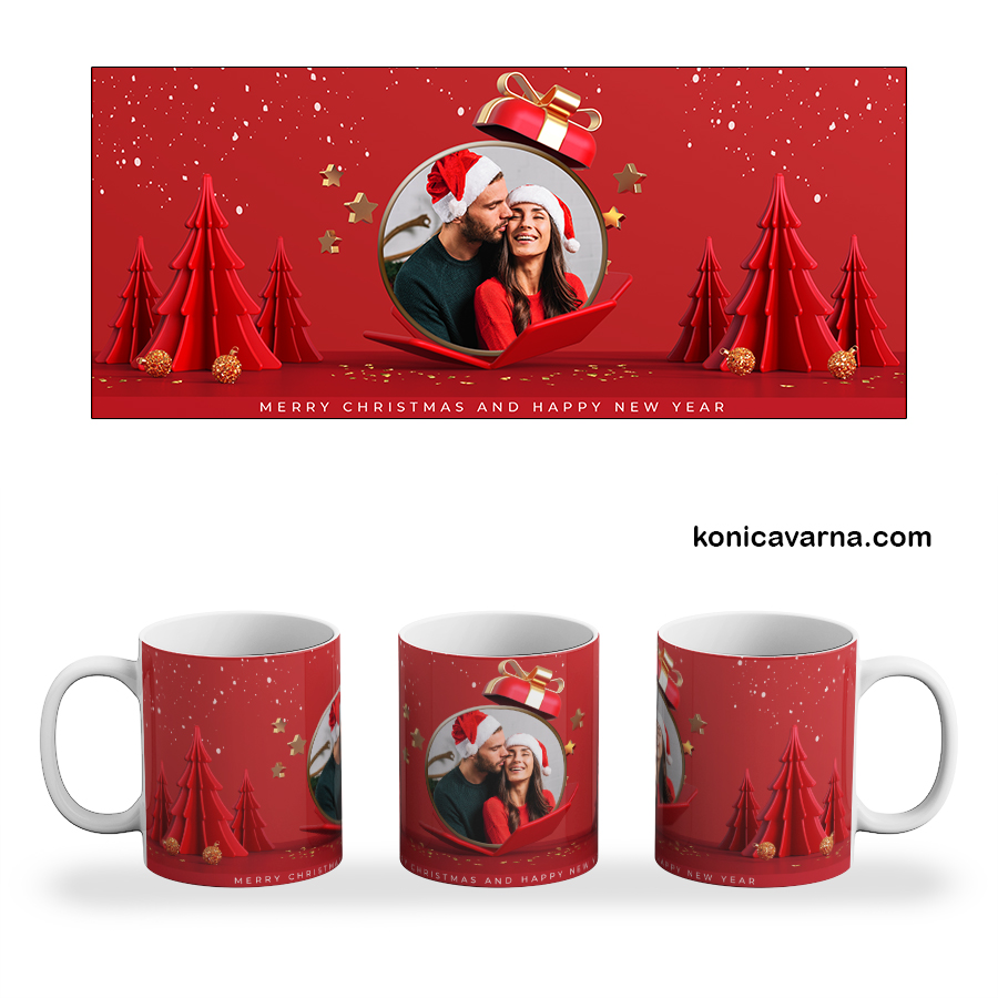 Чаша готов дизайн Merry Christmas and Happy New Year със снимка