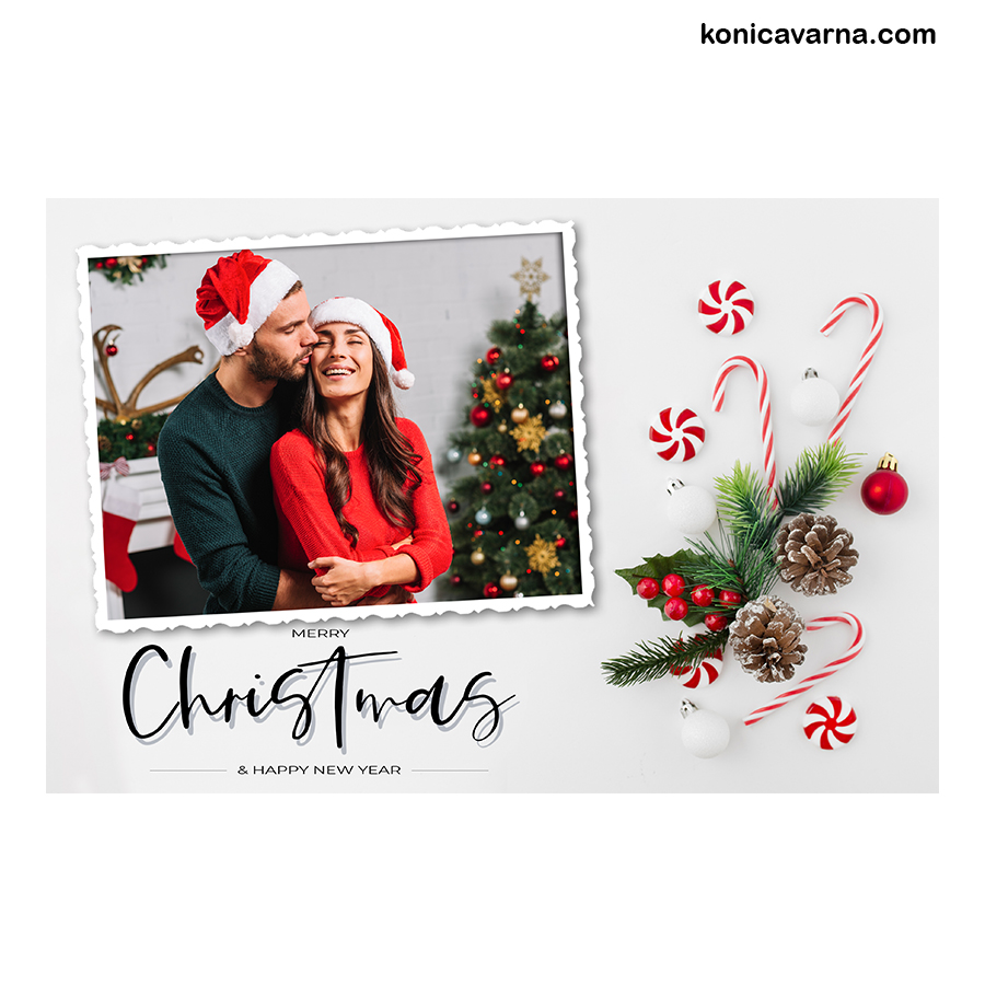 Картичка Merry Christmas and Happy New Year за 5бр