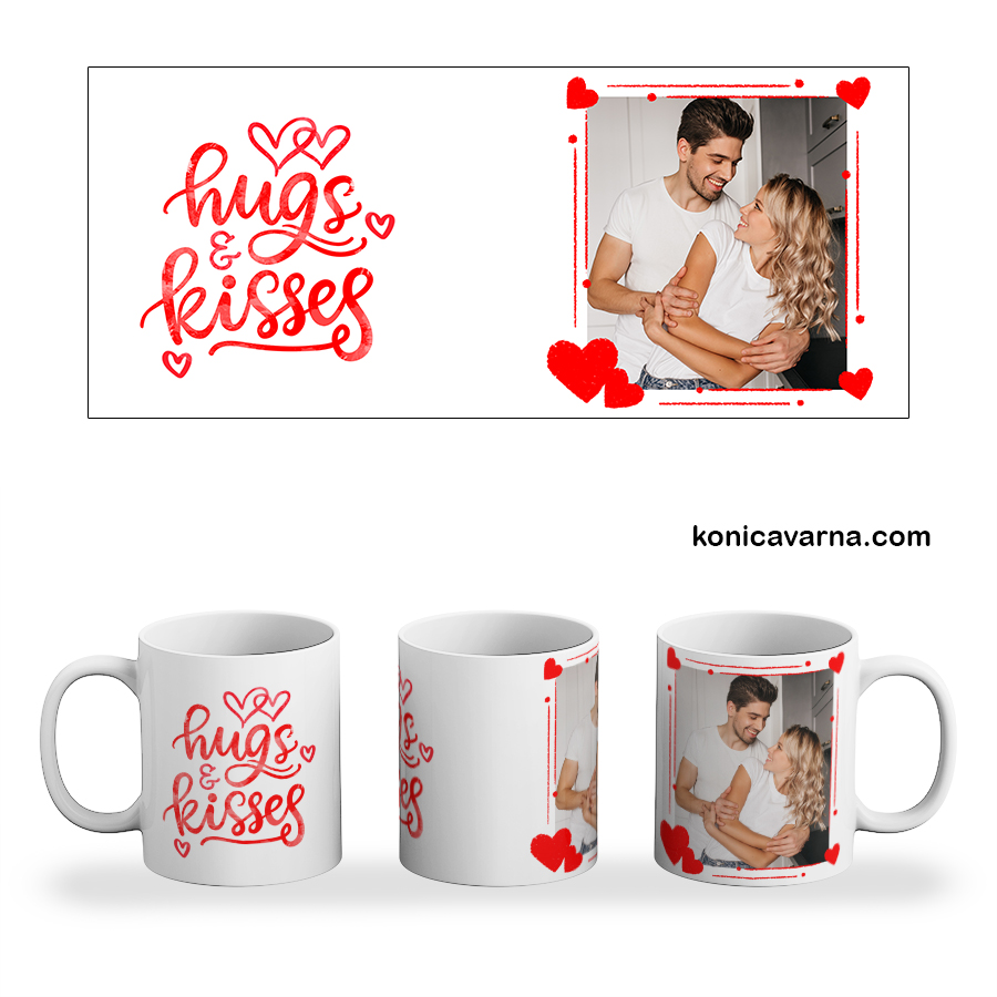 Чаша готов дизайн Hugs and Kisses със снимка