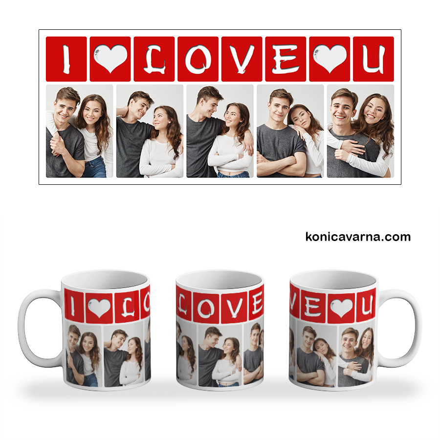 Чаша готов дизайн I love u със снимки