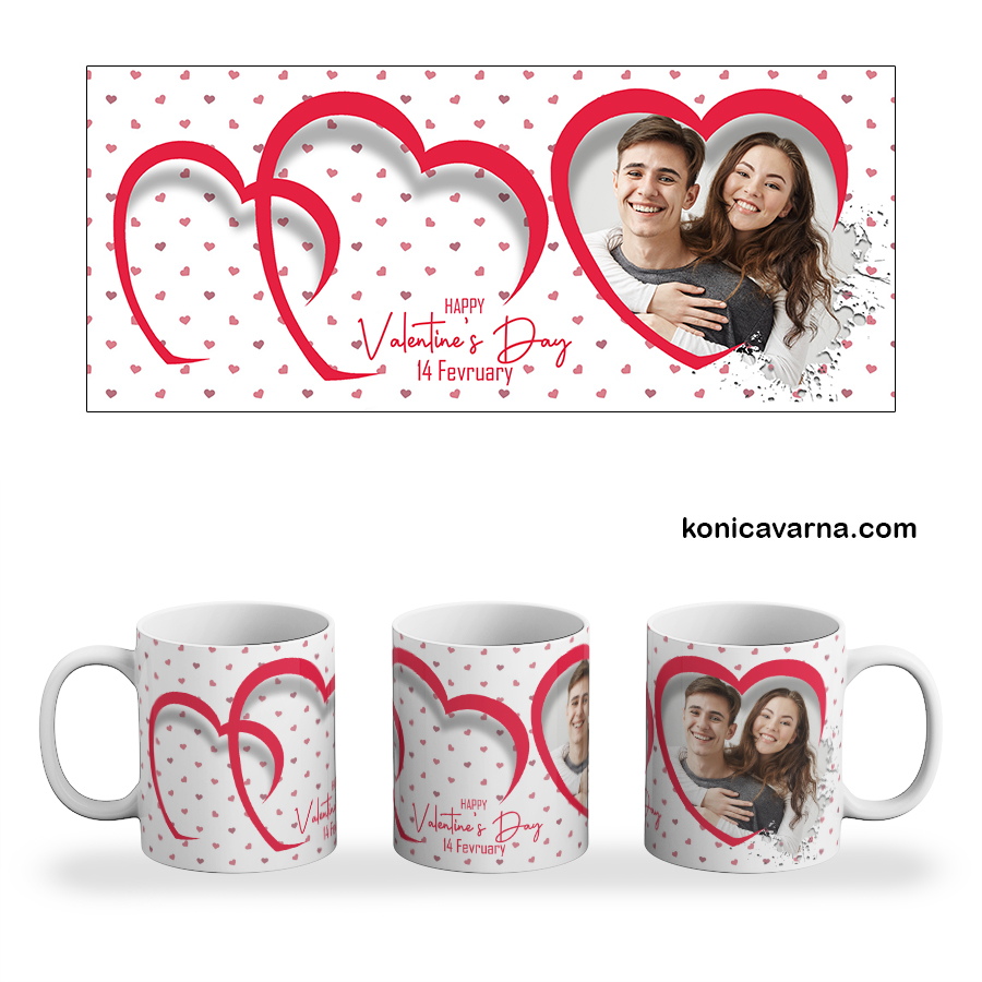 Чаша готов дизайн Happy Valentines day със снимка