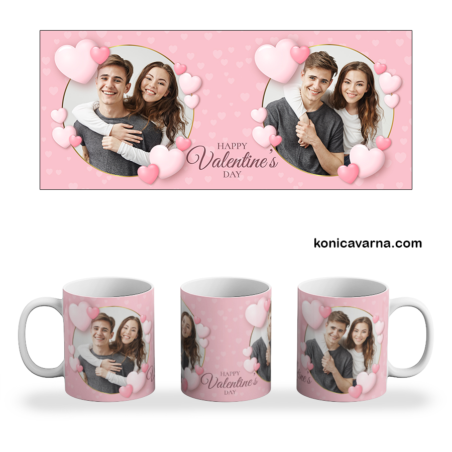 Чаша готов дизайн Happy Valentines day със снимки