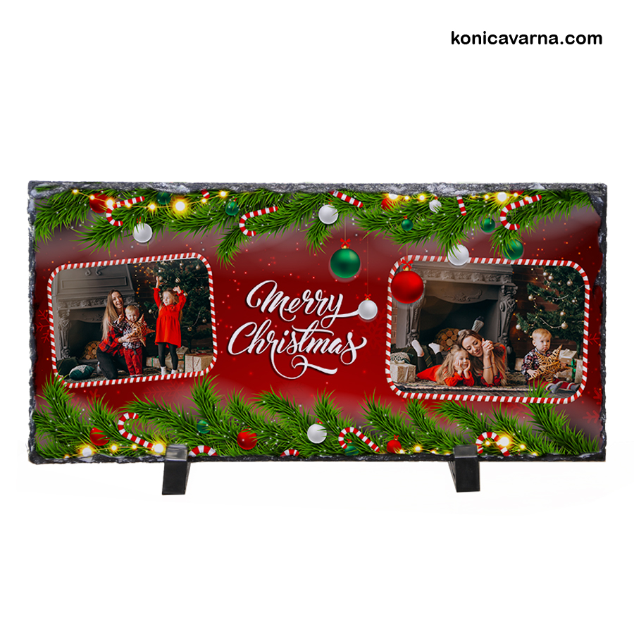 Скална плоча 28х13 Merry Christmas готов дизайн със снимки 